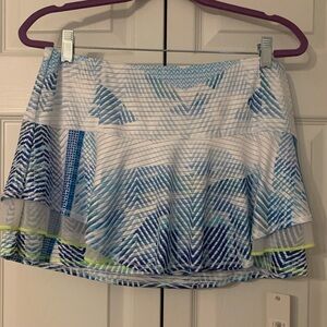 Lucky In Love Blue and White Patterned Women's Tennis Skirt Large NWT